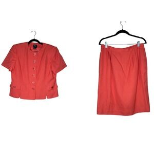 Morgan Taylor VTG Skirt‎ Suit Set Career Interview Petite Coral 16P Lined